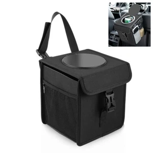 Portable Car Trash Can Garbage Bin Bag Organizer for Car SUV Waterproof Black - Picture 1 of 8