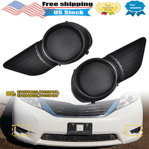 Lef t& Right Side Front Fog Light Bumper Lamps Cover For 2011-2017 Toyota Sienna