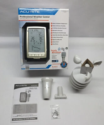 Acurite 00638 Professional Weather Center Atomic Clock Wind Pressure Humidity - Image 1 of 4