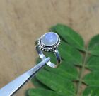 925 Solid Sterling Silver White Rainbow Moostone Ring -6 Us E639