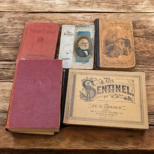 Konvolut 5 antike getragene Bücher Deko Inszenierung Poesie Literatur Klassiker rot blau - Bild 1 von 16