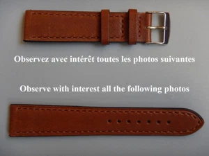 20 mm CONFORTABLE SOUPLE ET SOLIDE BRACELET AGNEAU VÉRITABLE MARRON "GOLD" COUSU - Imagen 1 de 14