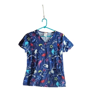 Dr.Seuss One Fish, Two Fish X-Small Medical Scrub Top - Picture 1 of 5
