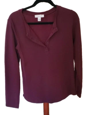 Vintage X America Henley Pullover Top Roll Tab Long Sleeves Dark Red Small - Image 1 of 4