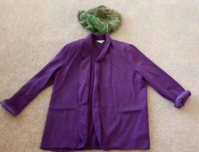 Jaqueta coringa masculina/feminina roxa grande/14 e peruca verde fantasia de Halloween - Imagem 1 de 4