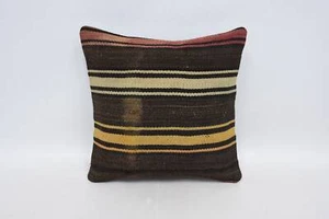 16"x16" Brown Pillow, Personalized Gift, Designer Pillows, Pillow Kilim Pillow - Picture 1 of 6
