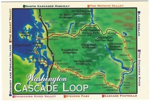 Washington, Cascade Loop color map postcard (STAMPS, POSTAGE, COLLECTIBLE) - Picture 1 of 2