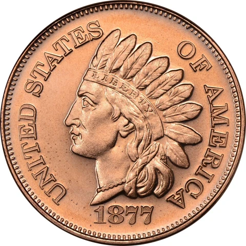 1 oz Copper Round - 1877 Indian Head Cent Cover