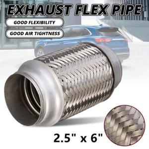 Exhaust Flex Pipe Stainless Steel Heavy Duty Double Braid Joint Repair 2.5" x 6" - Picture 1 of 7
