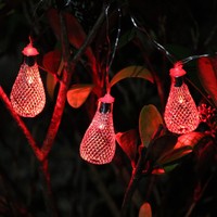 3 Pendant Teardrop LED Red String Fairy Lights by PK Green