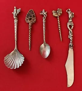 Servizio di cinque (5) pezzi souvenir decorativi vintage tono oro e argento - Foto 1 di 23