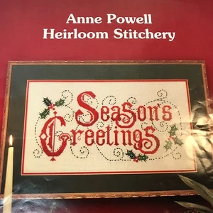 Anne Powell SEASONS GREETINGS Cross Stitch Pattern/Chart Heirloom Stitchery 1988 - Picture 1 of 5