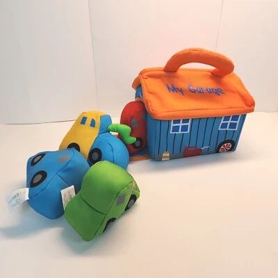 Infant Toddler Toy Soft My Garage 4 Autos Safe Developmental Play Bright Colors - Image 1 of 4