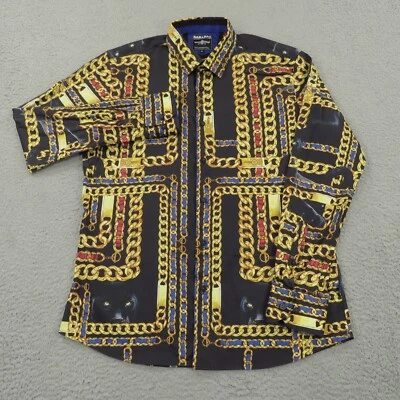 Barabas Mens Shirt XL Gold Chain Panther Designer Luxury Animal Print Baroque - Image 1 of 4