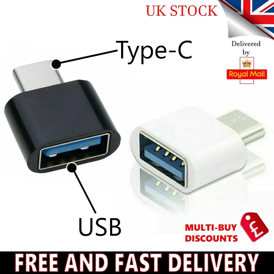 Type C to USB Adapter 3.0 USB-C 3.1 Male OTG A Female Data Connector Converter - Image 1 of 4