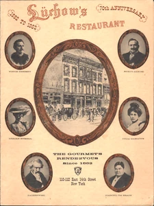 Restaurante Luchow's 1952 menú de cena y bebidas ciudad de Nueva York - 70 aniversario - Imagen 1 de 4