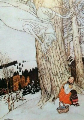 ARTHUR RACKHAM montado de colección 14 x 11" 1975 cuento de hadas invierno bosque AR19 Foto 1 de 2