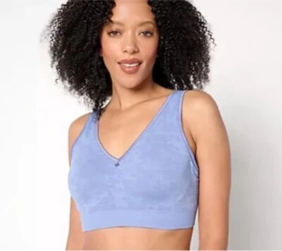 Breezies бесшовный цветочный жаккард на косточках футболка бюстгальтер размер 44C льда синий новый - Изображение 1 из 4