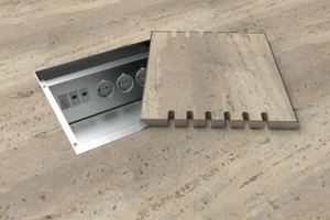 Bodensteckdose, Bodentank Edelst. V2A, 8 x Steckd.+6 x Daten. Jetzt 20% Discount - Bild 1 von 3
