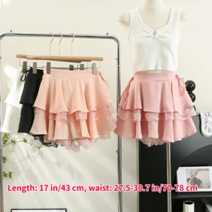 Falda de encaje con volantes para mujer niña enagua culotte cintura alta línea A tutú en capas - Imagen 1 de 12