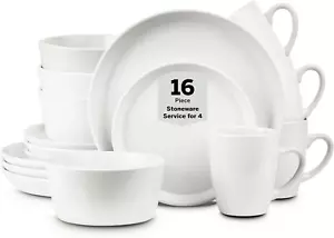 Albie Stoneware 16-Piece Modern Dinnerware Set, Kitchen Plates and Bowls Sets, D - Picture 1 of 10