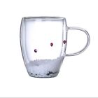 Coffee Cup Double Wall Glass Cup Coffee Tea Cup With Christmas Snowflakes Clear