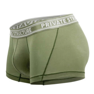 PRIVATE STRUCTURE Bamboo Boxer Viscose Mid-Waist Trunk Olive 4379 110 - Image 1 of 4