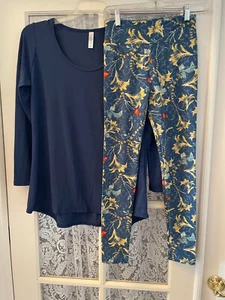 Conjunto LuLaRoe Conjunto Sólido M Azul Oscuro LS Top S y Leggings OS 2-10 Floral Nuevo sin Etiquetas - Imagen 1 de 4