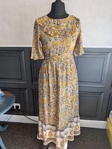 Monsoon 'ochre' suran yellow floral maxi dress uk8 new with tags - Picture 1 of 8