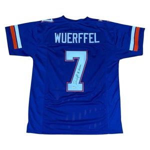 Danny Wuerffel 96 Heisman Signed Blue #7 Stitched Jersey Florida Gators BAS - Picture 1 of 4