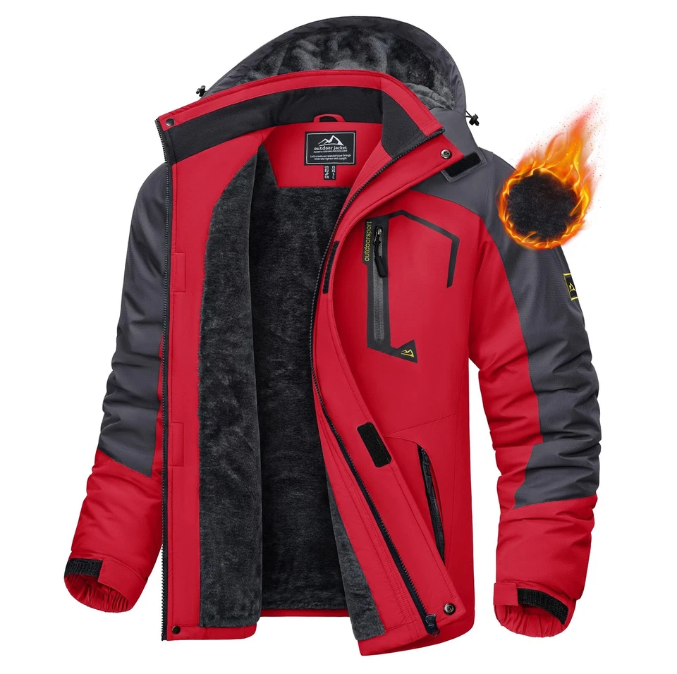 Men's Waterproof Ski Jacket Winter Warm Jackets Snow Thermal Fleece Work Coat US - Image 1 of 4