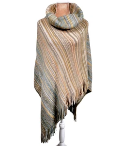 Do Everything In Love Anthropologie Knit Sweater Poncho Asymmetrical Fringe Boho - Picture 1 of 10