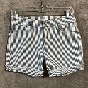 Old Navy Girls Blue Denim Adjustable Waist Shorts Size 14 Striped Waist 28 in - Picture 1 of 9
