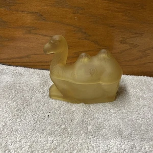 Humphrey Camel Amber Frosted Powder Jar 6.25 x 5.75" Tall Westmoreland Glass - Picture 1 of 8