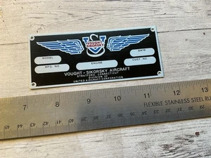 VINTAGE VOUGHT SIKORSKY AIRCRAFT DATA NAME PLATE - Picture 1 of 2