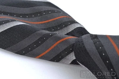 Corbata de lujo VALENTINO negra a rayas 100 % seda para hombre - 3,125" Foto 1 de 4