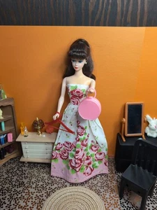 Vintage 1960's Barbie Clone Premier Togs Pink & Red Roses Dress + Shoes, Purse + - Picture 1 of 20