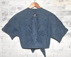 NWT Levi’s Made & Crafted Stunning Cropped Eyelet Denim Fall Blouse M $168! - Picture 1 of 8