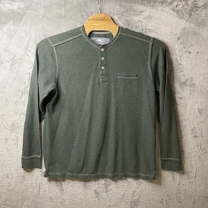 Tommy Bahama Henley Shirt Men Sz L Thermal Green Pima Cotton Casual Long Sleeve - Picture 1 of 8