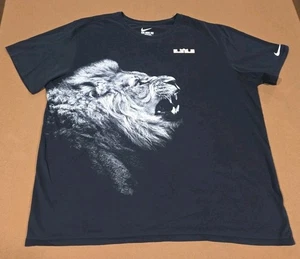 Nike Shirt Mens Large Black Athletic Cut Lebron James King Dri Fit Lion Graphic - Picture 1 of 10