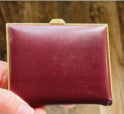 RARA Cartera Neiman Marcus Cuero Borgoña Alemania Occidental Marco Latón Años 70-80 Foto 1 de 4