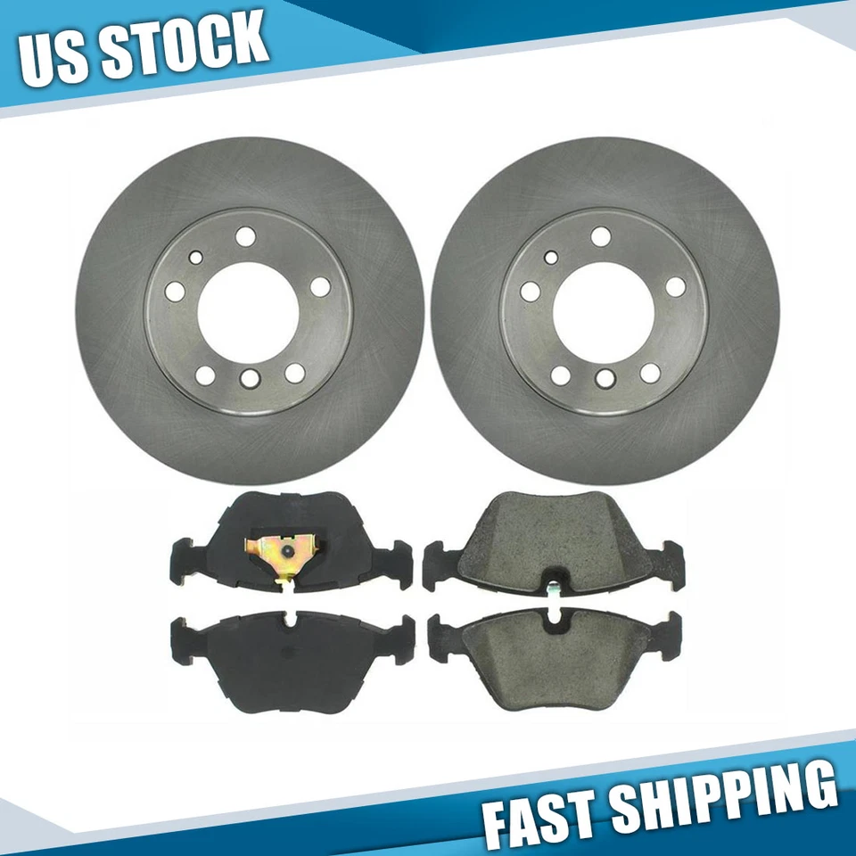 Kit de rotores de freno de disco delanteros y pastillas metálicas para BMW 525i C-Tek 1989 1990 Foto 1 de 4