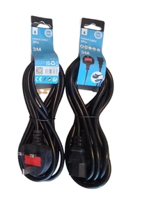 Power Cable Kettle Lead 3 Pin UK Plug For PC Monitor TV Speaker ODC Laptop 3M - Picture 1 of 5