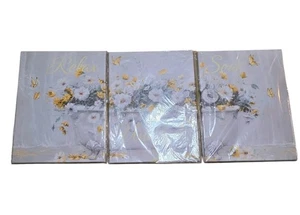 Cuadro de arte de pared de lienzo de baño enmarcado de 3 piezas de lienzo envuelto en blanco de 16L" x 12W" - Imagen 1 de 9