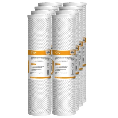 8 Pack 20" x 4.5" 5 Micron Big Blue CTO Carbon Block Water Filter Whole House RO - Image 1 of 4