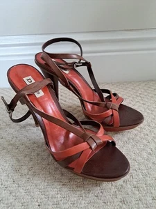 Dune Brown/Red Strapped Stiletto Heel Sandles Size 5 EU38 - Picture 1 of 12