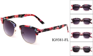 Gafas de sol para mujer con borde de medio cuerno vintage retro flor floral para mujer gafas de sol - Imagen 1 de 9