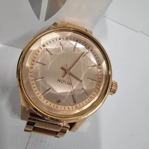 MSRP $249 NIB Nixon Rose Gold Facet 42mm Fashion Watch 7-1/4" - Need Battery - Picture 1 of 6