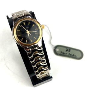Paul Jardin Women's Watch Black Dial On 2 Tone Band WR NWT - New Battery Running - Picture 1 of 5