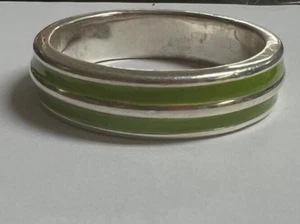 Simon Sebbag SSD SS Green Enamel Bangle Bracelet 8"  [053GRW] - Picture 1 of 5